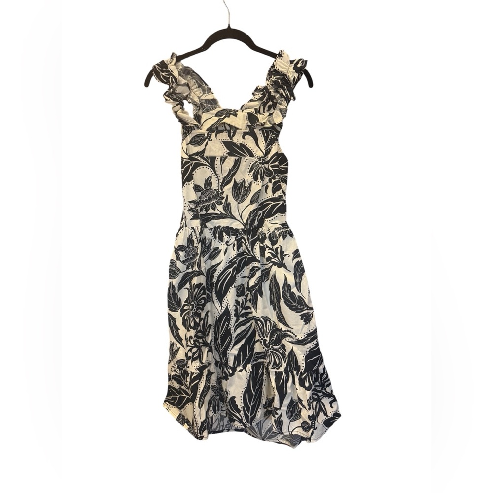 Who What Wear Floral Black and White  Dress